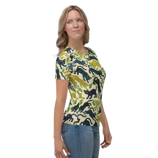 Velvet Alley Cats on a Women's Crew Neck T-Shirt