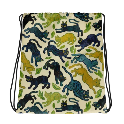 Velvet Alley Cats on a Drawstring Bag