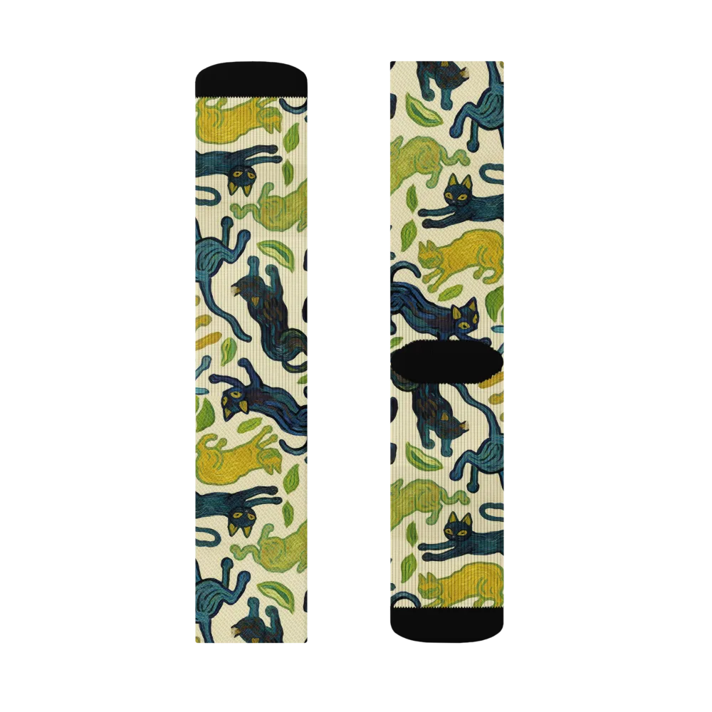 Velvet Alley Cats on Socks — Left Sock
