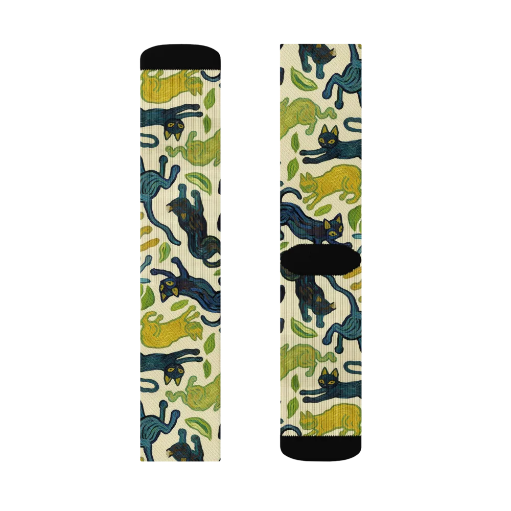 Velvet Alley Cats on Socks — Right Sock