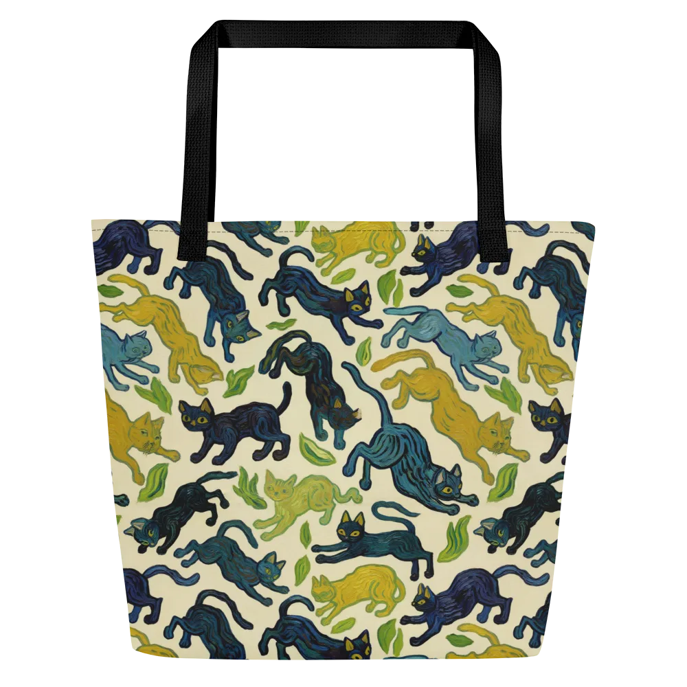 Velvet Alley Cats on Large Tote Bag W/ Pocket — Front