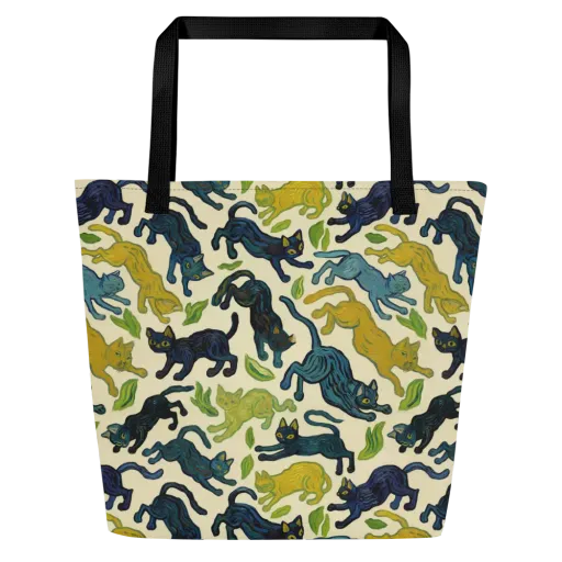 Velvet Alley Cats on a Large Tote Bag W/ Pocket