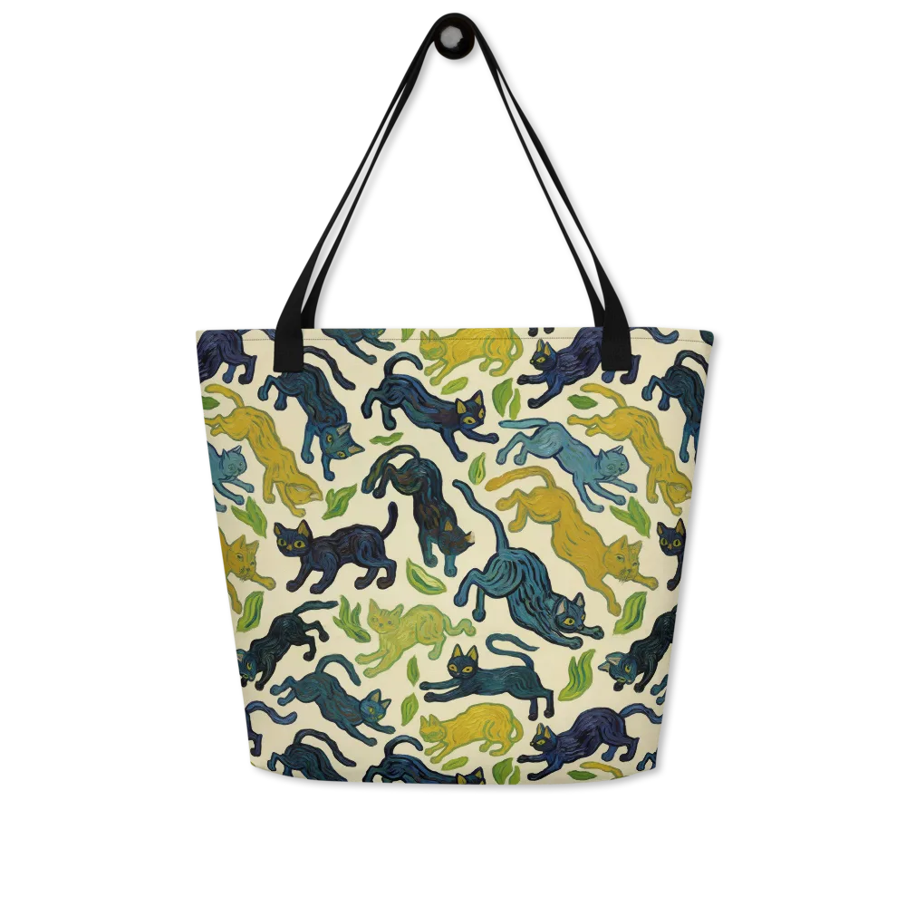 Velvet Alley Cats on Large Tote Bag W/ Pocket — Front