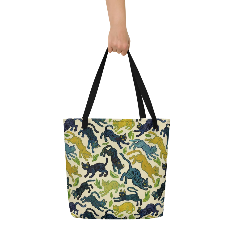 Velvet Alley Cats on Large Tote Bag W/ Pocket — Front