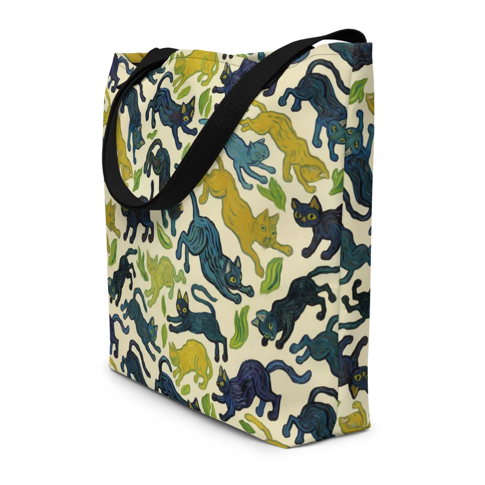 Velvet Alley Cats on Large Tote Bag W/ Pocket — Front