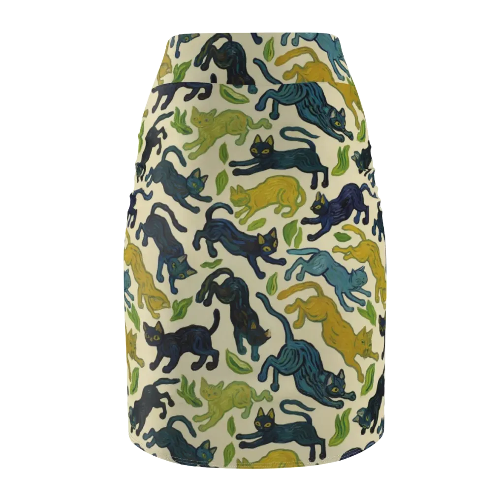 Velvet Alley Cats on Pencil Skirt — Back