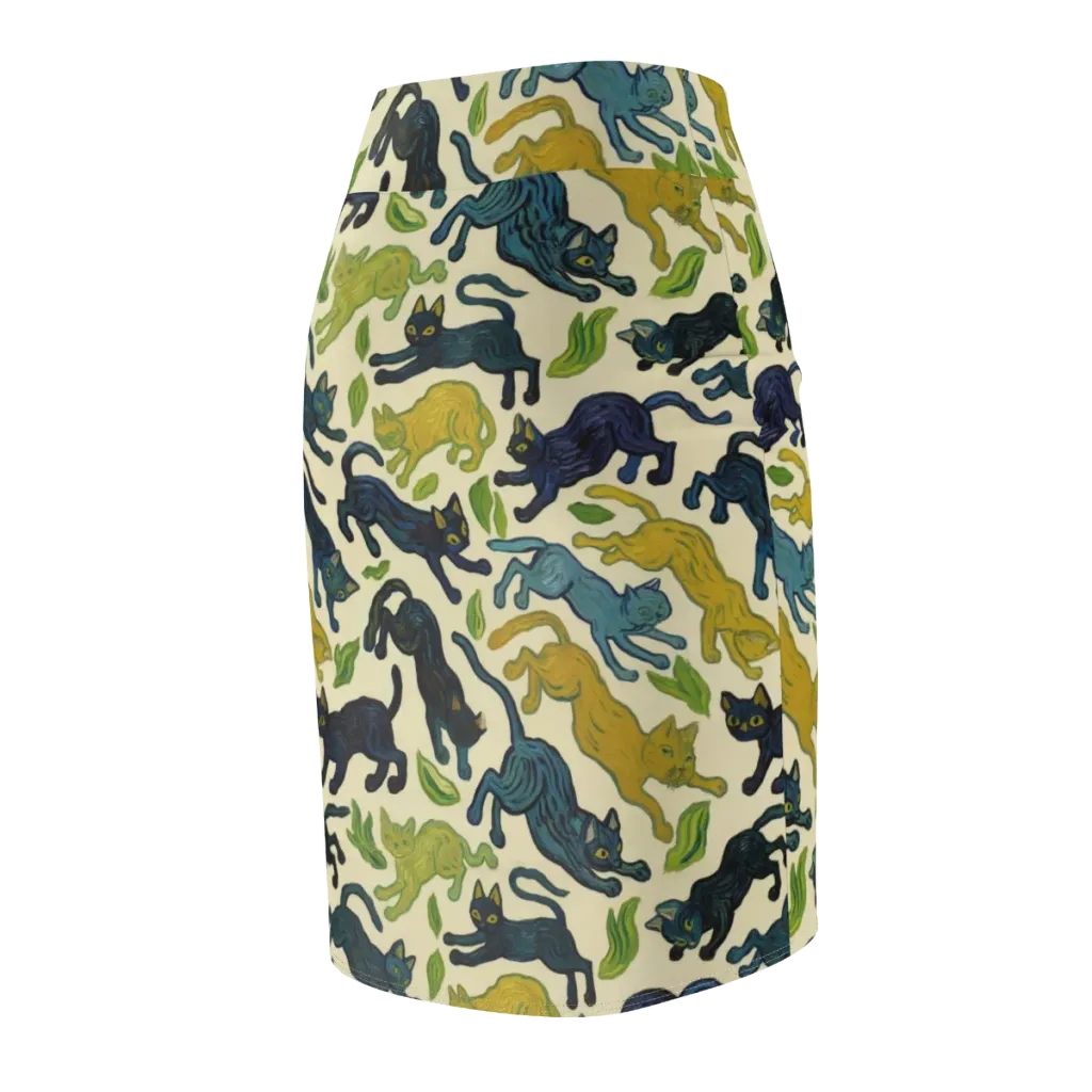 Velvet Alley Cats on Pencil Skirt — Back Side