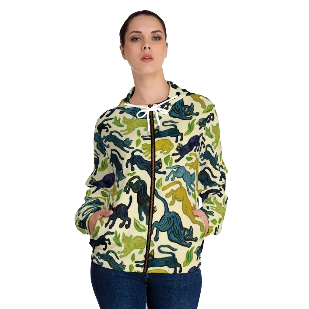 Velvet Alley Cats on Women's Full-Zip Hoodie — Front On Person