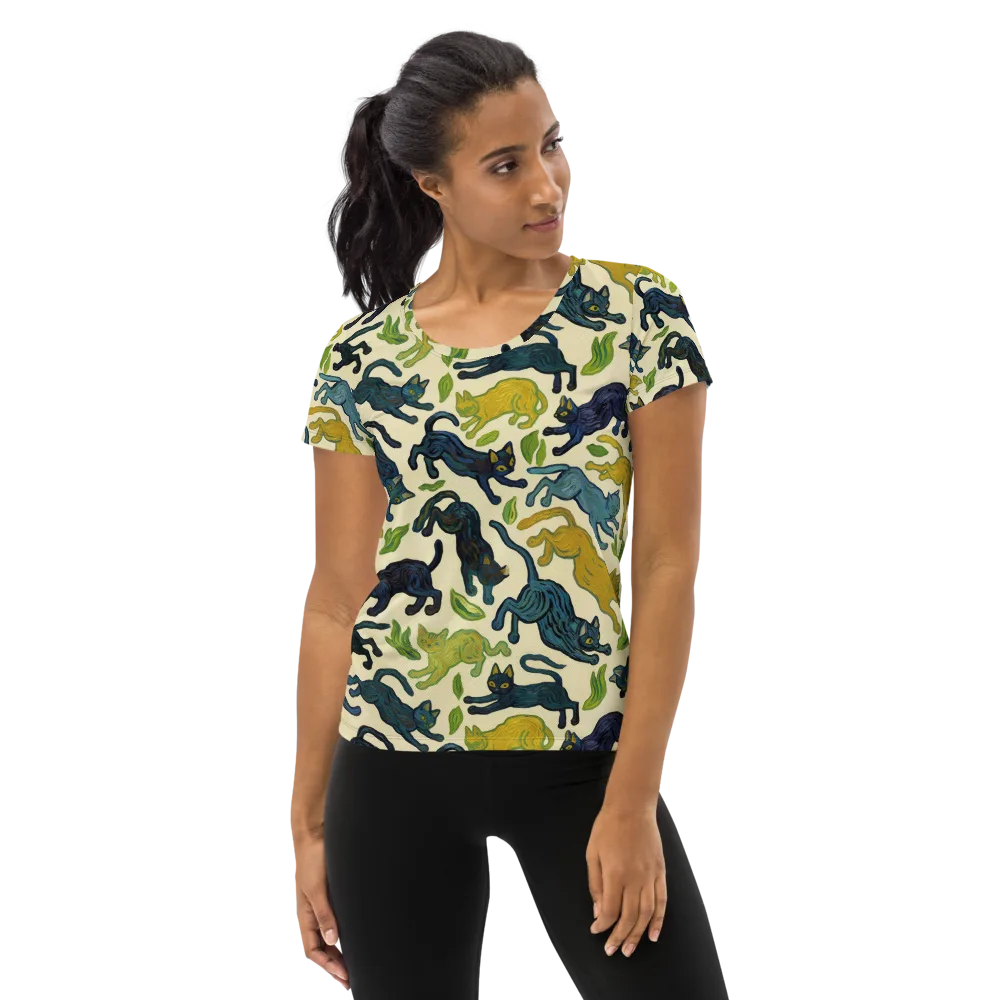 Velvet Alley Cats on Women's Athletic T-Shirt — Front