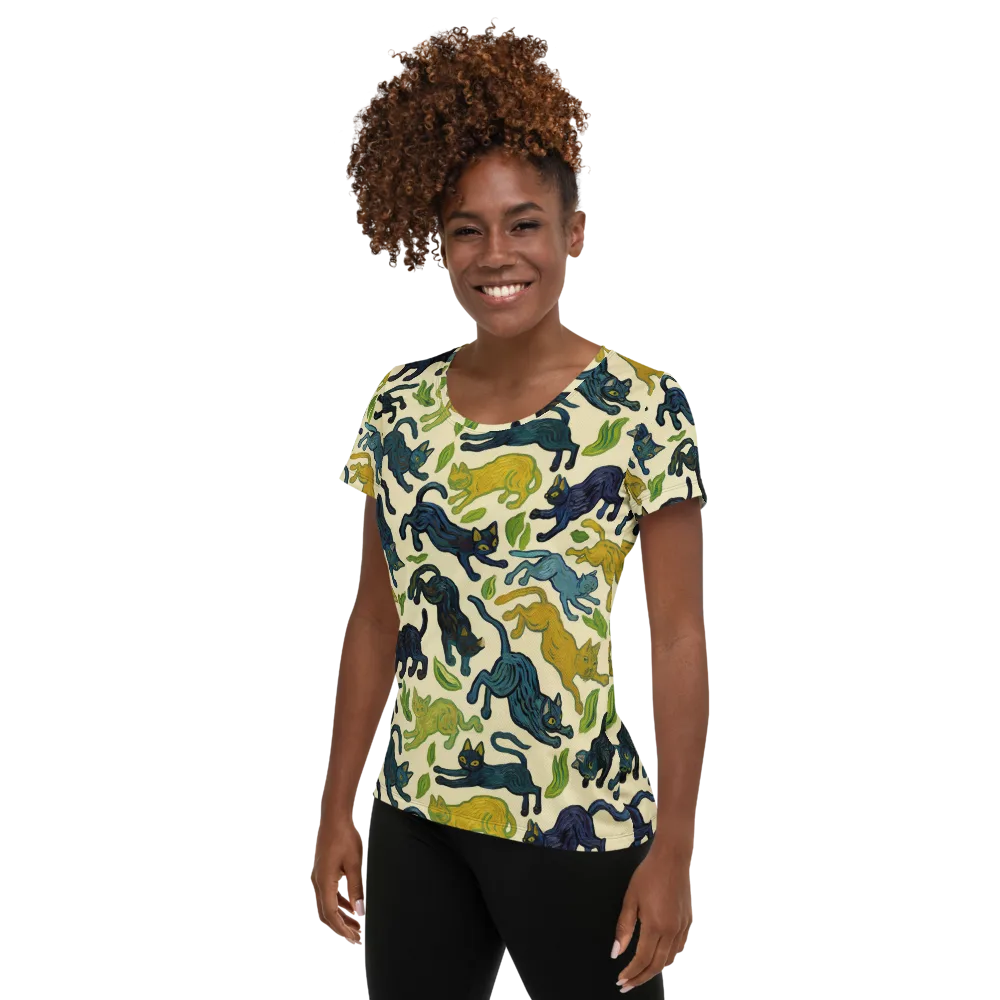 Velvet Alley Cats on Women's Athletic T-Shirt — Left
