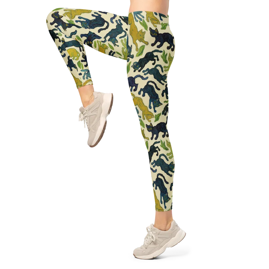 Velvet Alley Cats on Leggings — Left