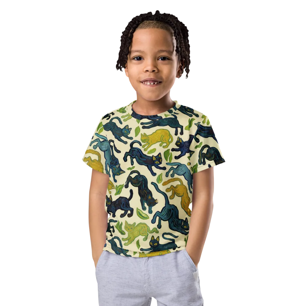 Velvet Alley Cats on Kids Crew Neck T-Shirt — Front
