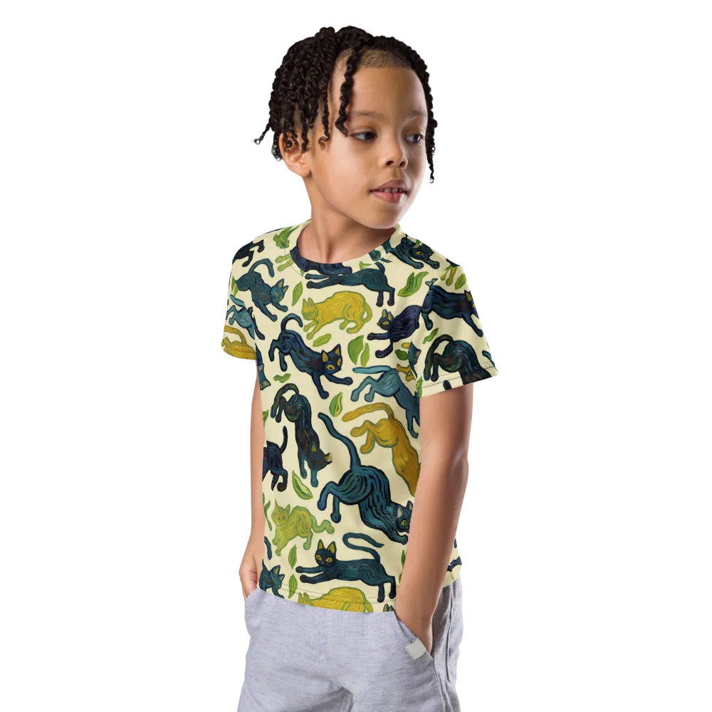 Velvet Alley Cats on Kids Crew Neck T-Shirt — Left Front