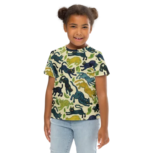 Velvet Alley Cats on a Kids Crew Neck T-Shirt