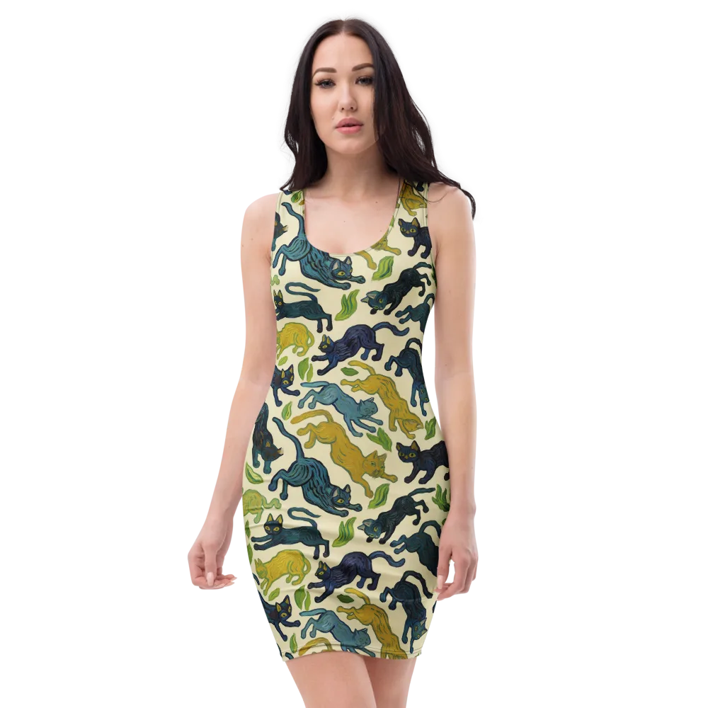 Velvet Alley Cats on Bodycon Dress — Front