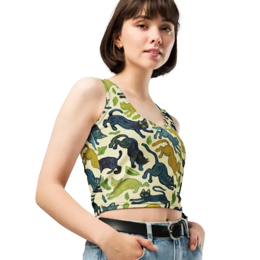 Velvet Alley Cats on a Crop Top
