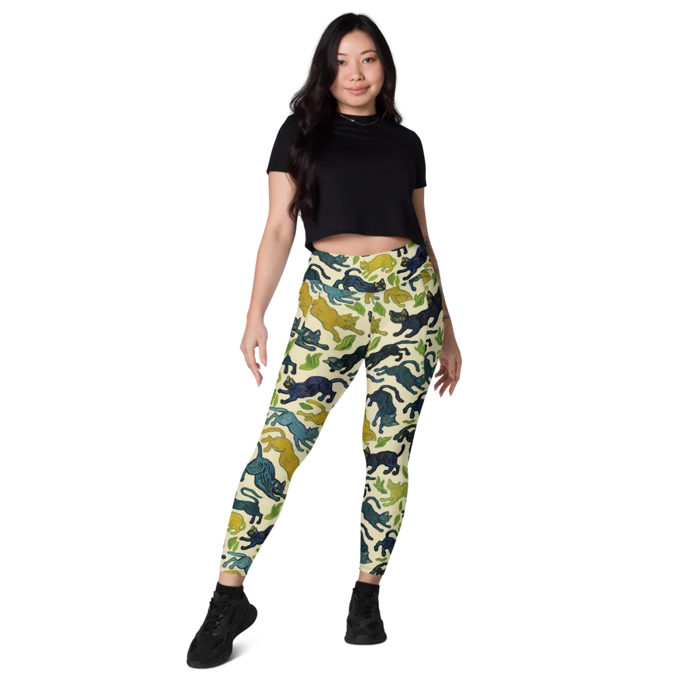 Velvet Alley Cats on Leggings with Pockets — Front