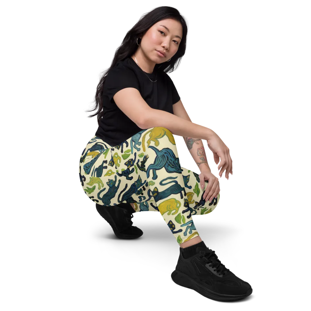 Velvet Alley Cats on Leggings with Pockets — Right Front