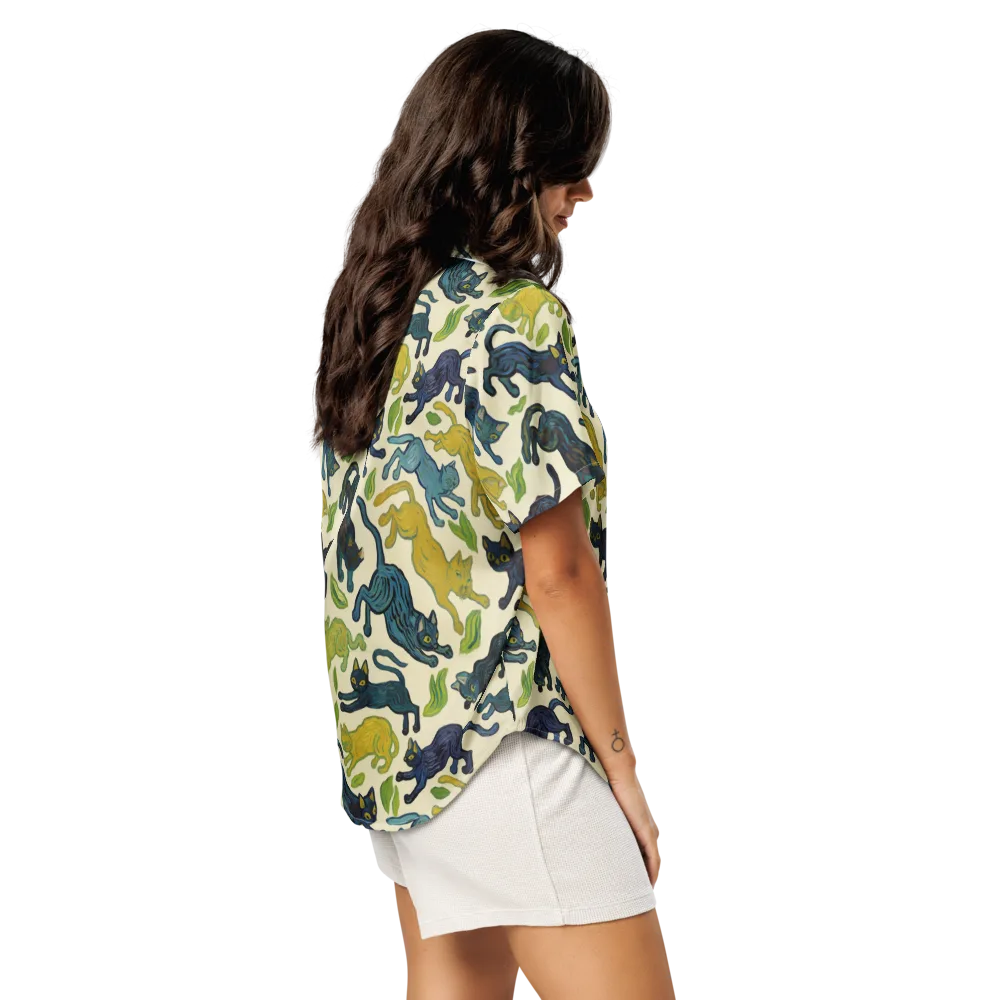 Velvet Alley Cats on Women's Short Sleeve Pajama Top — Right Back