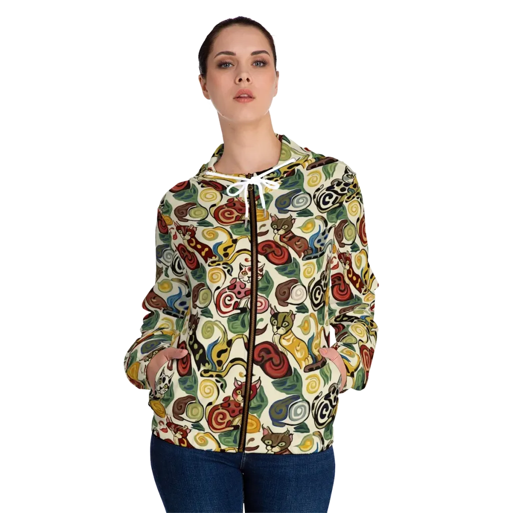 Spiral Prowl on Women's Full-Zip Hoodie — Front On Person
