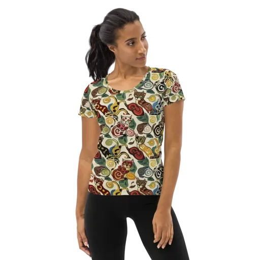 Spiral Prowl on a Women's Athletic T-Shirt