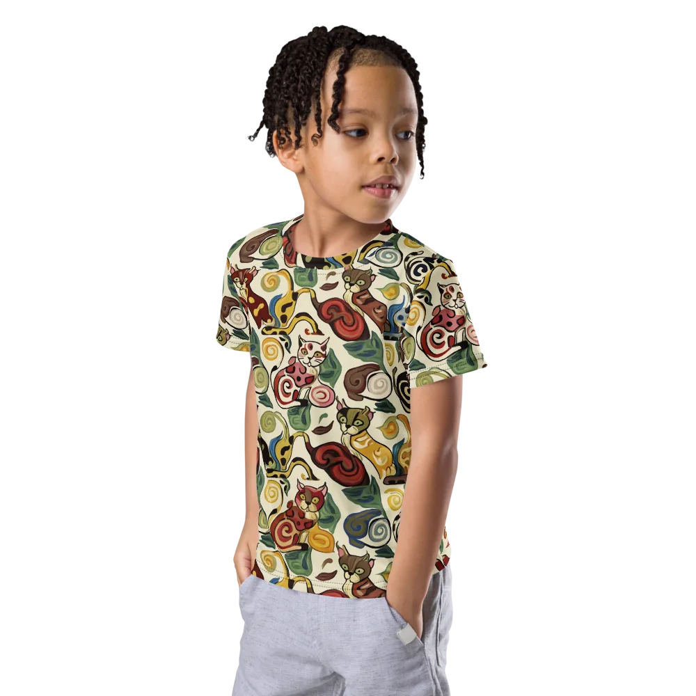 Spiral Prowl on Kids Crew Neck T-Shirt — Left Front