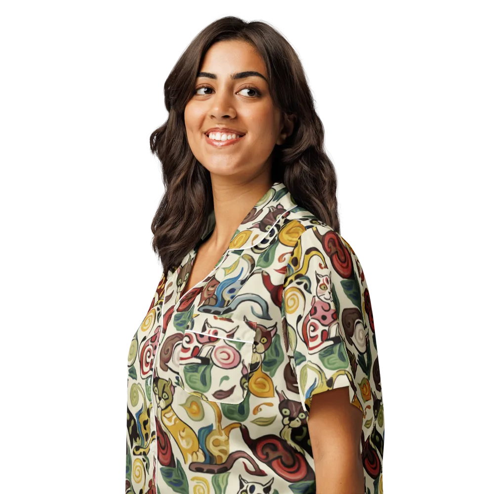 Spiral Prowl on Women's Short Sleeve Pajama Top — Left Front