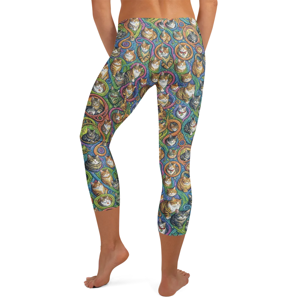 Cathedral of Cats on Capri Leggings — Back