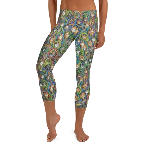 Cathedral of Cats on a Capri Leggings