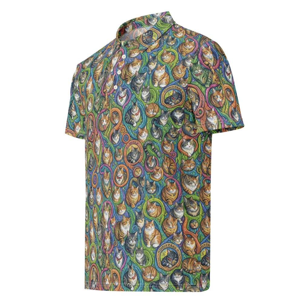 Cathedral of Cats on Men's Slim Fit Polo Shirt — Left Front