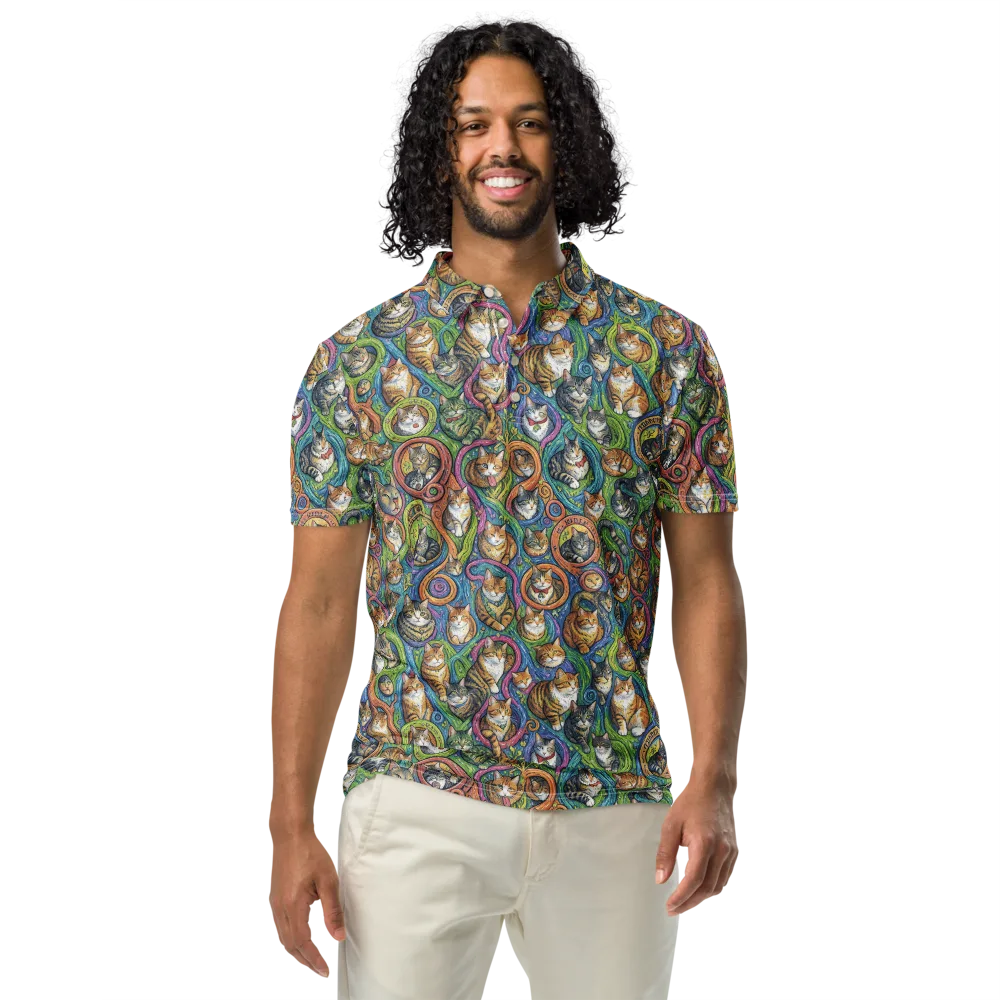 Cathedral of Cats on Men's Slim Fit Polo Shirt — Front