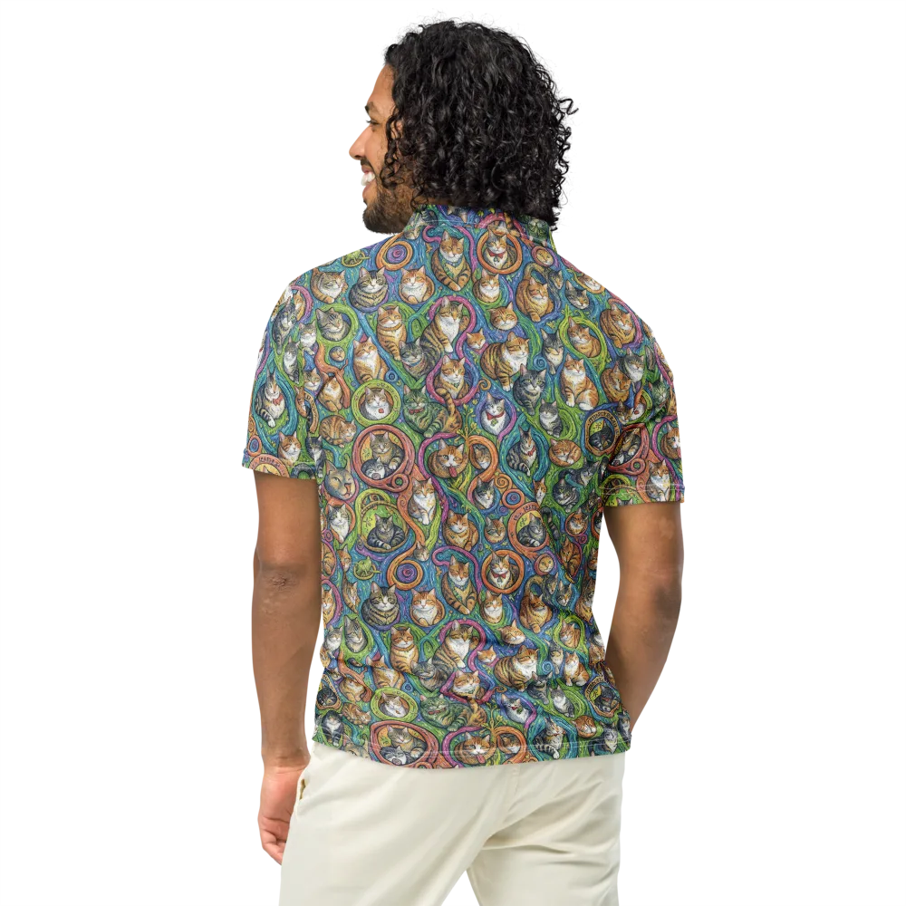 Cathedral of Cats on Men's Slim Fit Polo Shirt — Back