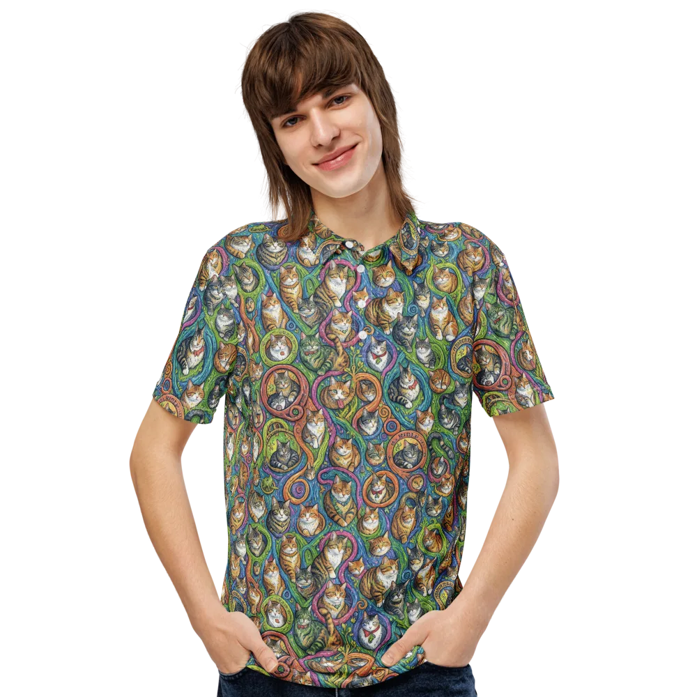 Cathedral of Cats on Men's Slim Fit Polo Shirt — Front