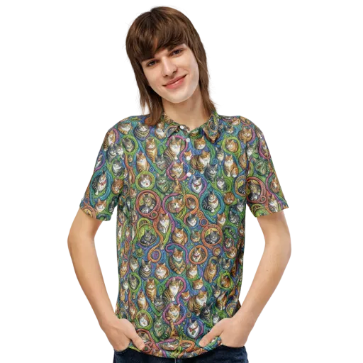 Cathedral of Cats on a Men's Slim Fit Polo Shirt