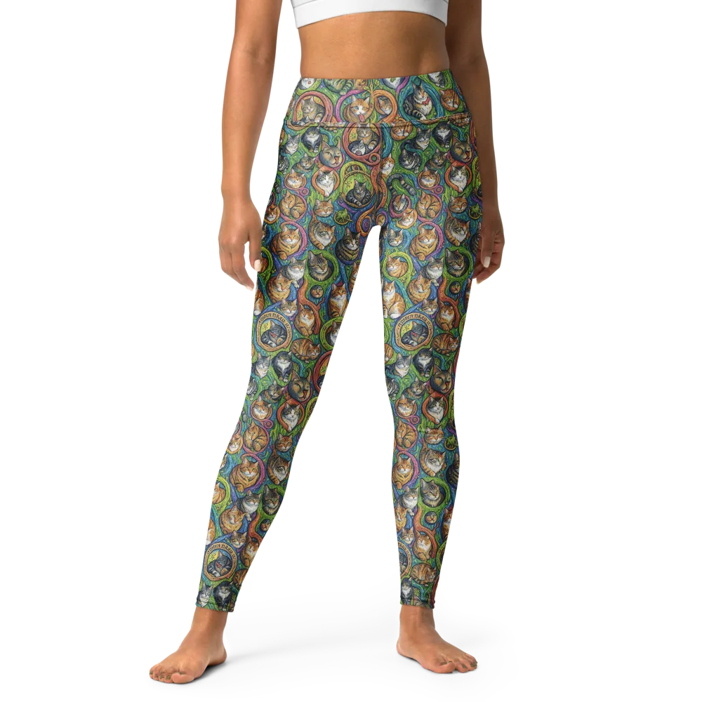 Cathedral of Cats on Yoga Leggings — Front