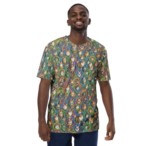 Cathedral of Cats on a Men's Crew Neck T-Shirt
