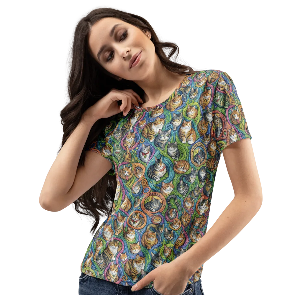 Cathedral of Cats on Women's Crew Neck T-Shirt — Left Front
