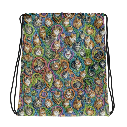 Cathedral of Cats on a Drawstring Bag