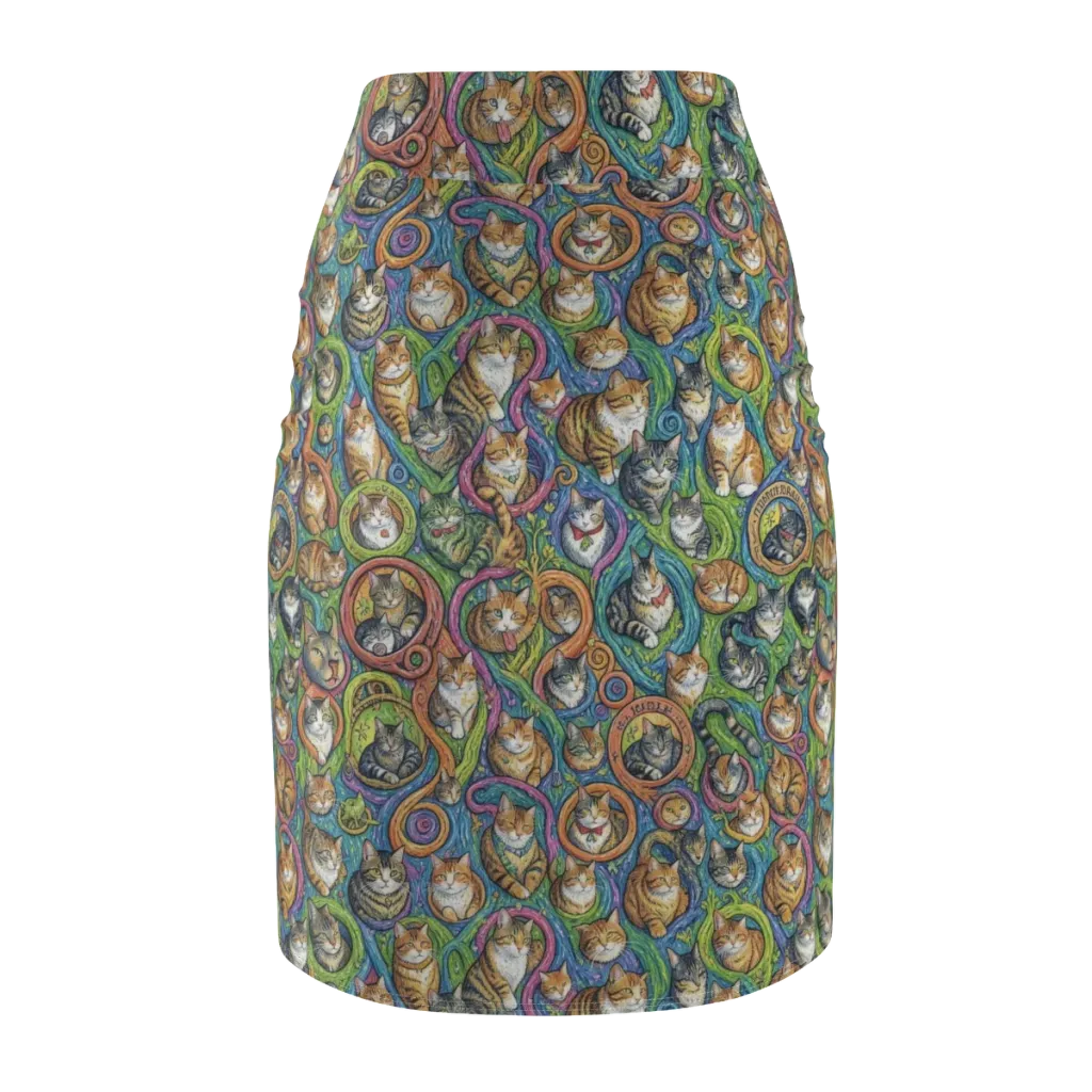 Cathedral of Cats on Pencil Skirt — Back