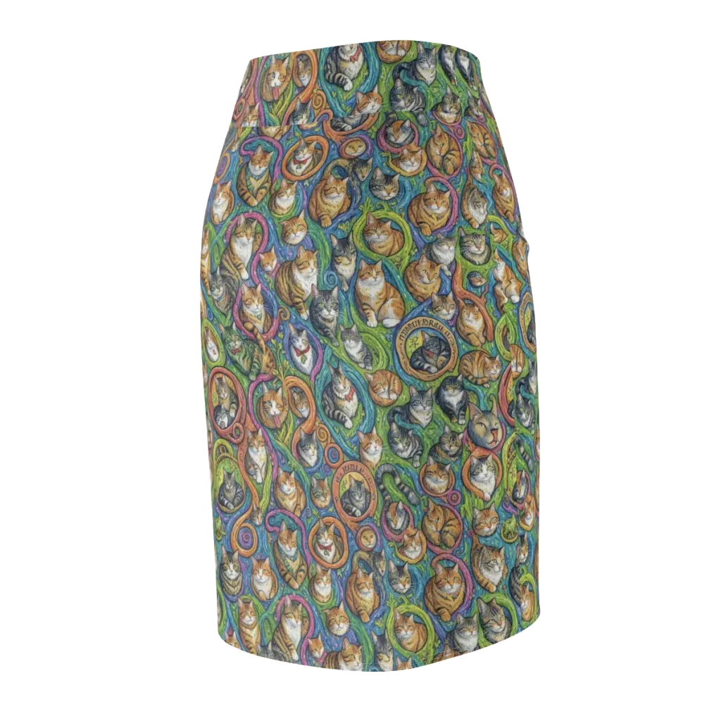 Cathedral of Cats on Pencil Skirt — Back Side