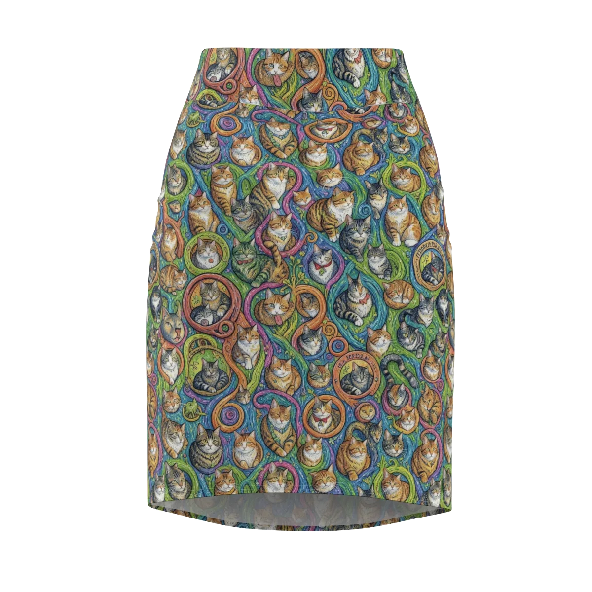 Cathedral of Cats on Pencil Skirt — Front