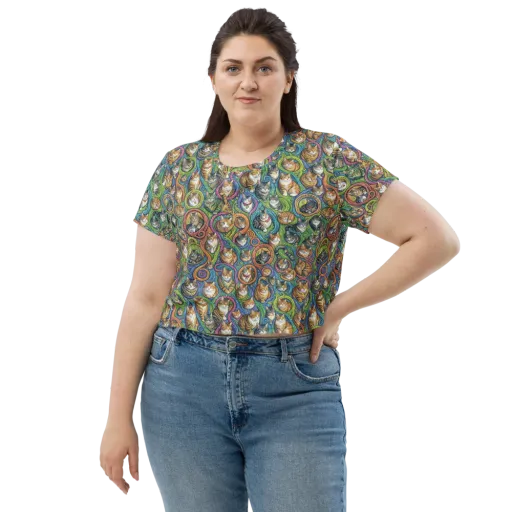 Cathedral of Cats on a Crop Tee