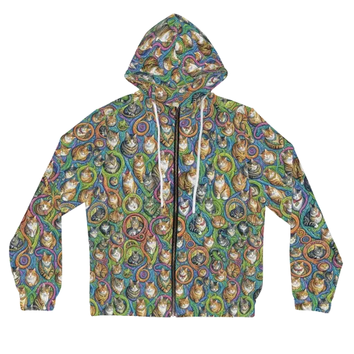 Cathedral of Cats on a Women's Full-Zip Hoodie