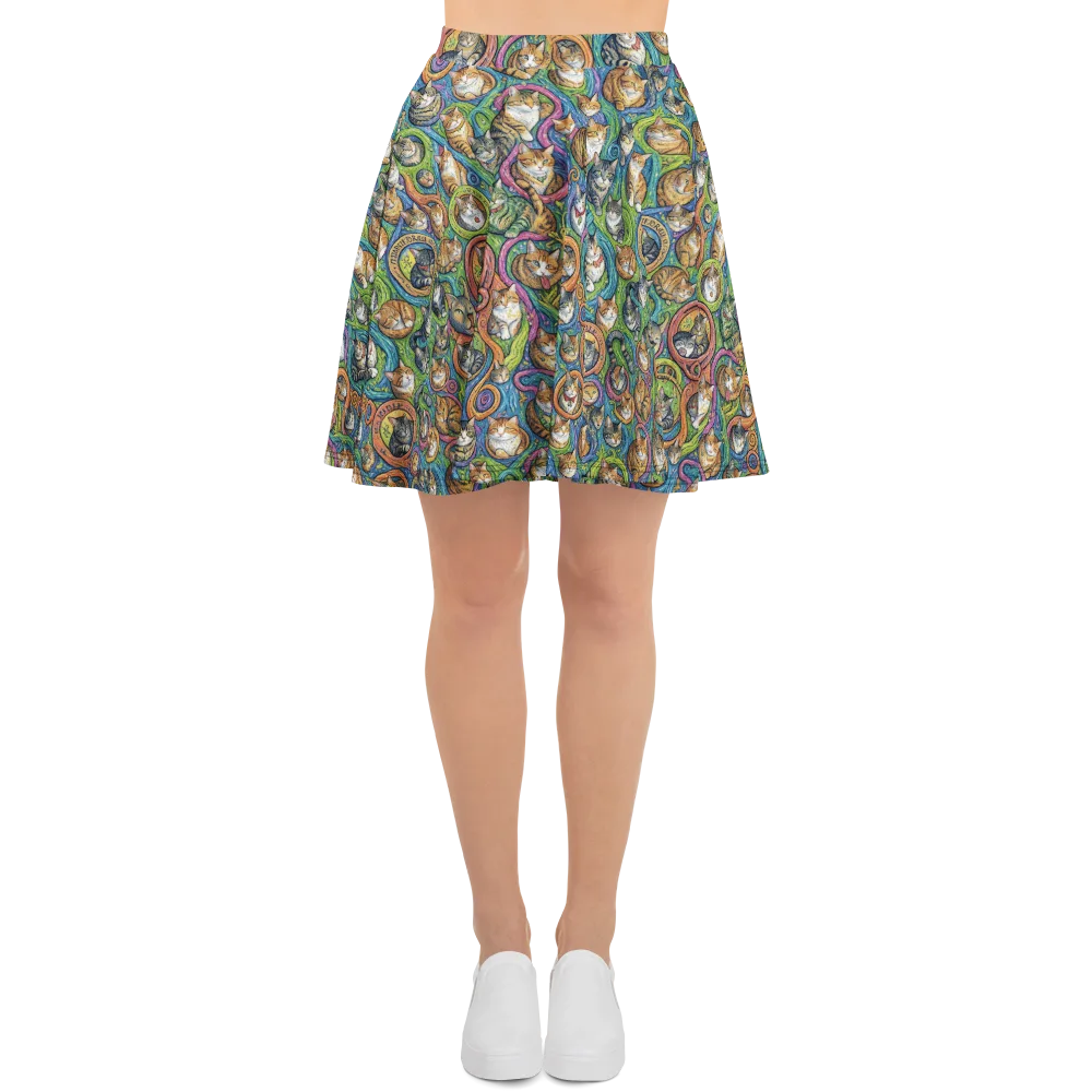 Cathedral of Cats on Skater Skirt — Front