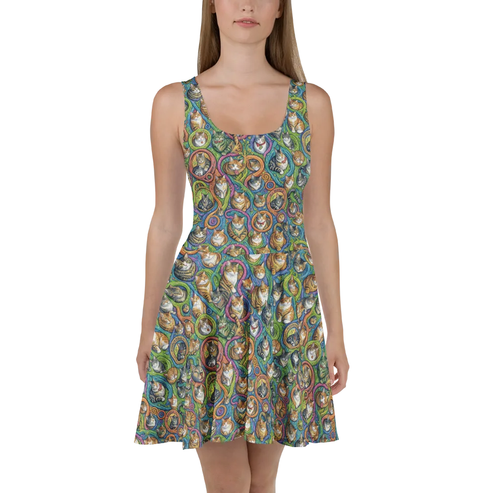 Cathedral of Cats on Skater Dress — Front