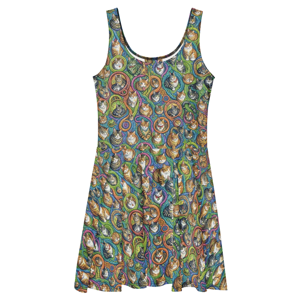 Cathedral of Cats on Skater Dress — Front