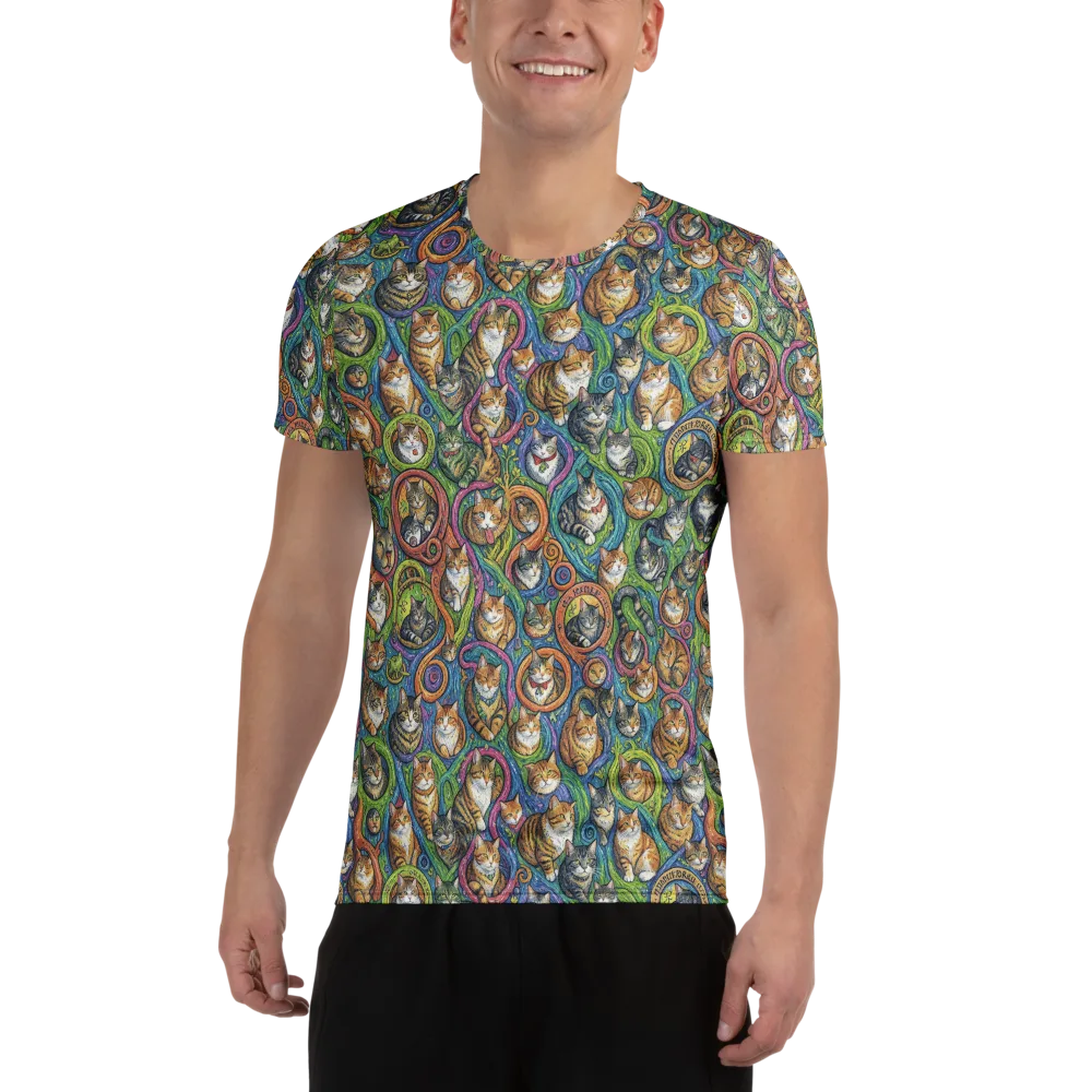 Cathedral of Cats on Men's Athletic T-Shirt — Front