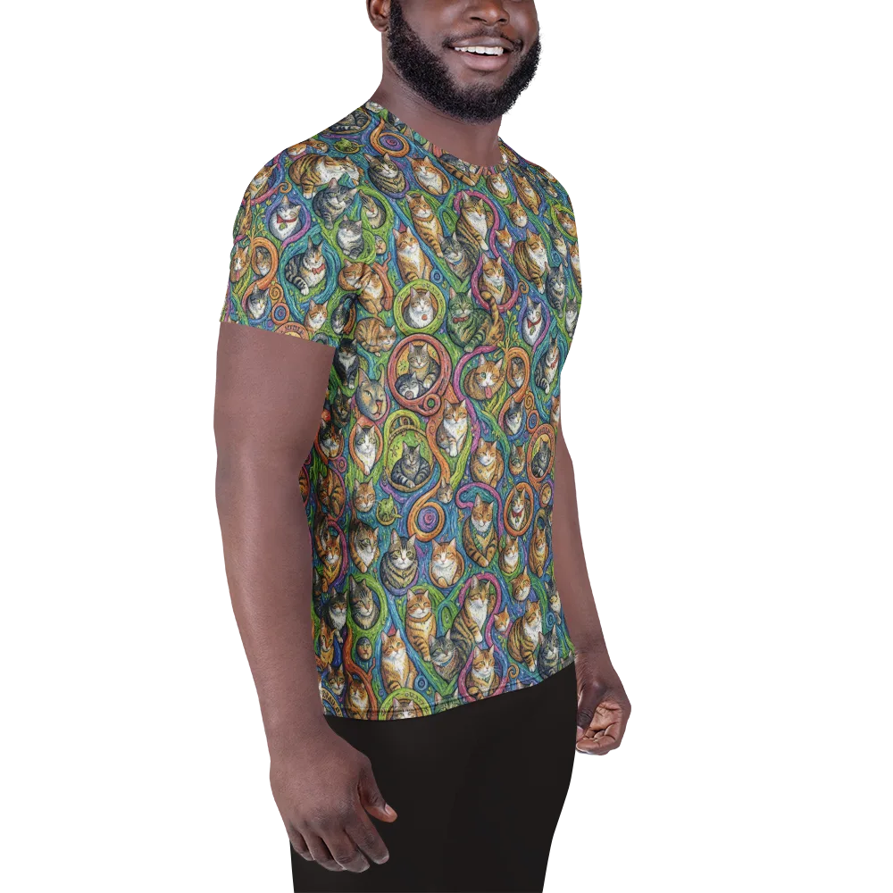 Cathedral of Cats on Men's Athletic T-Shirt — Right