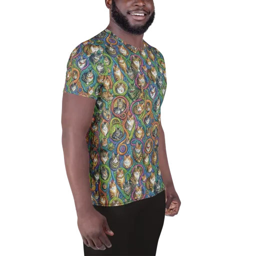 Cathedral of Cats on a Men's Athletic T-Shirt