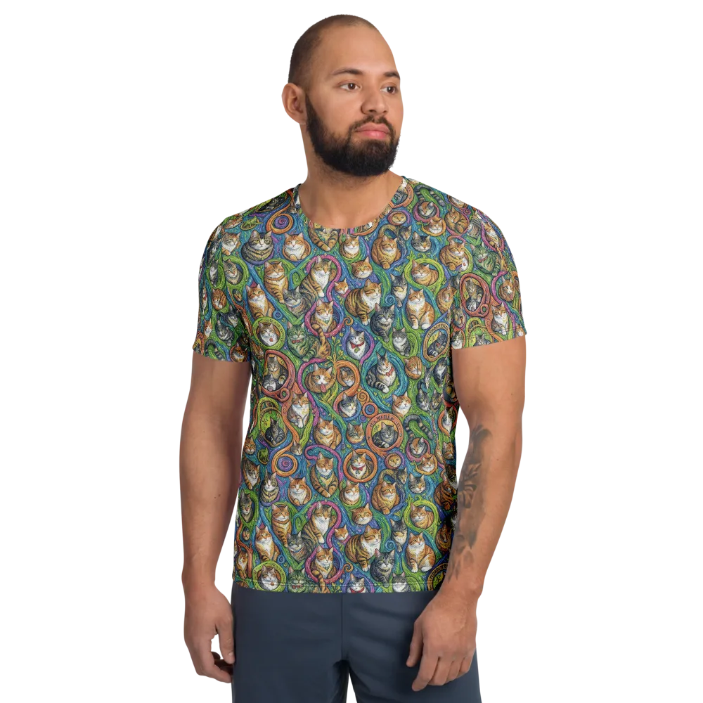Cathedral of Cats on Men's Athletic T-Shirt — Front